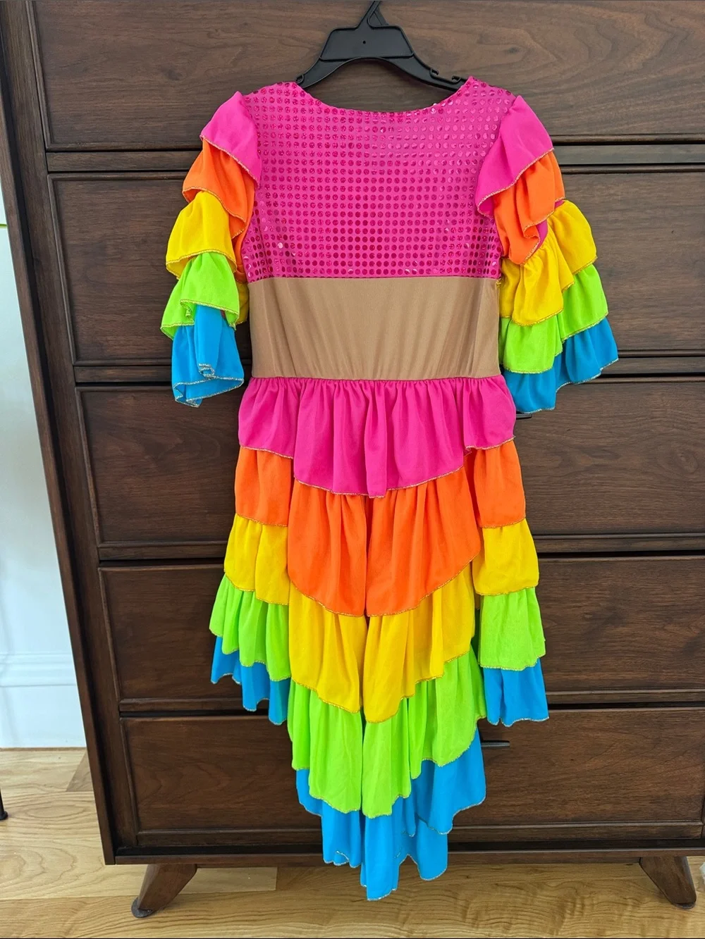 Kids Rainbow Ruffle Costume Dress - Multicolor, 7-8 years, 11-12 years
